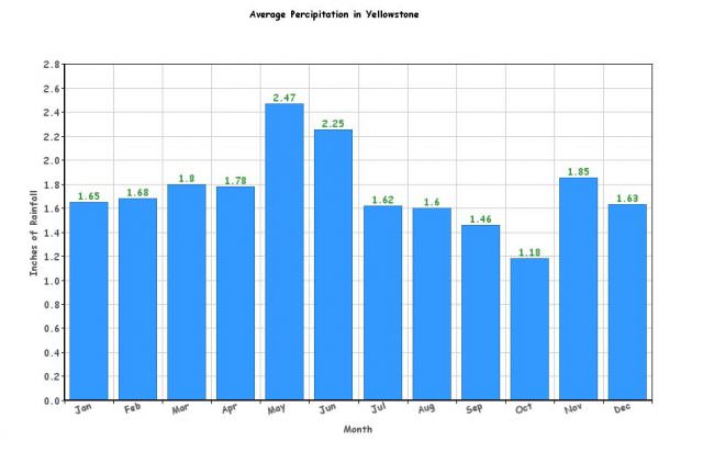 Average Rainfall in Yellowstone