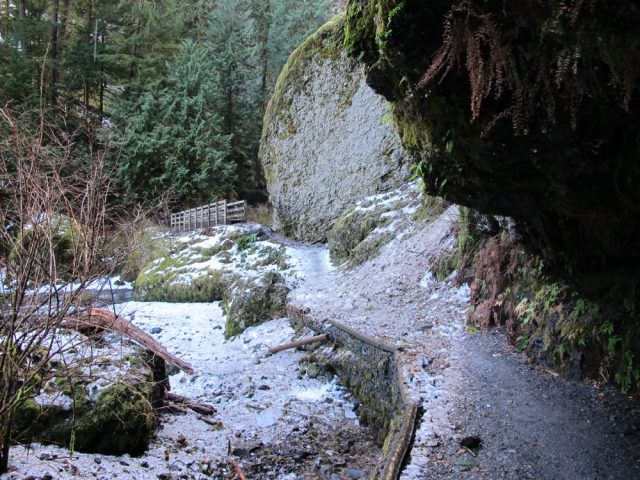 Under Cave looking at icefall on trail